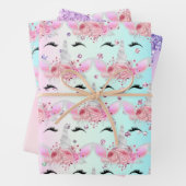 Einhornfacen und Glitzer-Umschlagpapier Geschenkpapier Set (Beispiel)