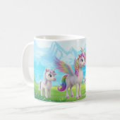 Einhornfamilie Kaffeetasse (Vorderseite Links)