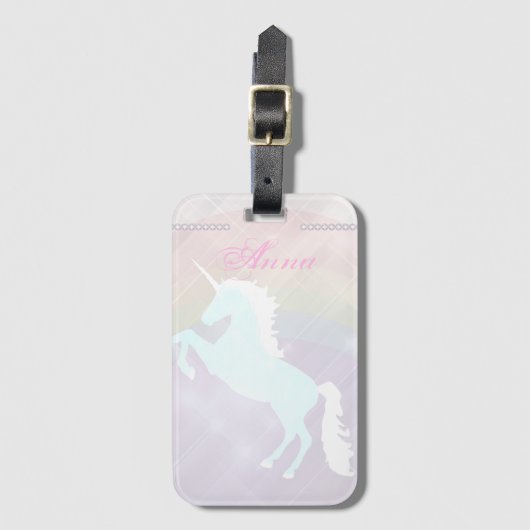 Einhornfantasy pink und lila gepäckanhänger (Vorderseite Vertikal)