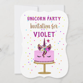 Einhornfarbenes Party Rosa und Lila Confetti Einladung