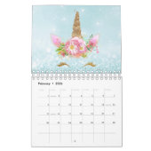 Einhornfronten Horn Glitzer Rosa Rose Goldpastete Kalender (Feb 2026)