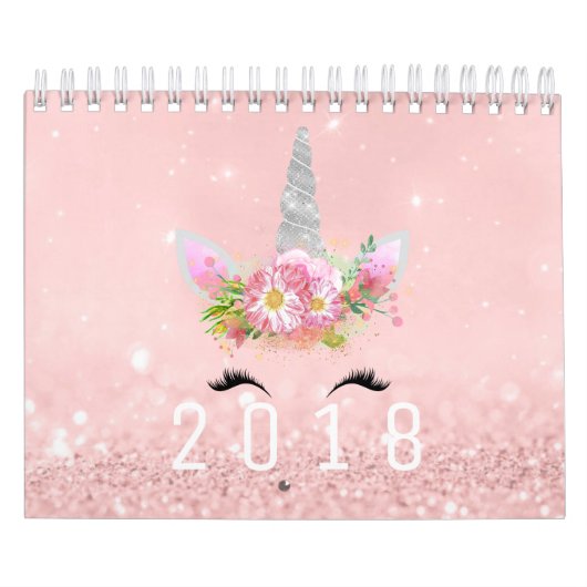 Einhornfronten Horn Glitzer Rosa Rose Goldpastete Kalender (Titelbild)
