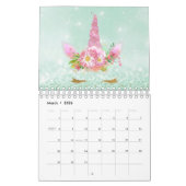 Einhornfronten Horn Glitzer Rosa Rose Goldpastete Kalender (Mär 2026)