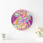 Einhornfunkeln Mädchen rosa Zimmerdekoration DIY N Große Wanduhr (Zuhause)
