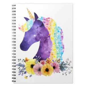 Einhorngalaxie mit Blume Notizblock