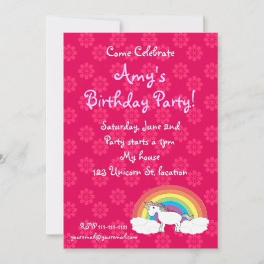 Einhorngeburtseinladung Einladung (Vorderseite)