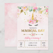 Einhorngeburtseinladung Einladung (Vorne/Hinten)