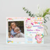 Einhorngeburtseinladung mit Foto Magic Party Einladung (Stehend Vorderseite)