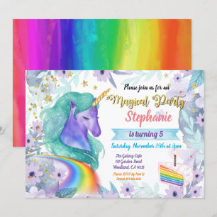Einhorngeburtseinladung Regenbogenkuchen Einladung