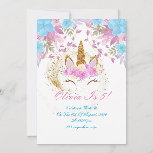 Einhorngeburtseinladung Save The Date (Vorderseite)