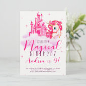 Einhorngeburtstag Einladung (Stehend Vorderseite)