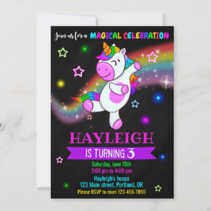 Einhorngeburtstag Einladung 1. magisches Party lad