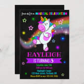 Einhorngeburtstag Einladung 1. magisches Party lad (Vorne/Hinten)