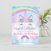 Einhorngeburtstag Einladung, Einhorn Party einlade Einladung (Stehend Vorderseite)