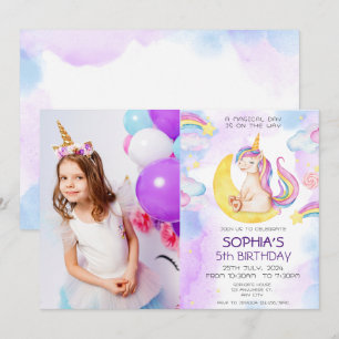 Einhorngeburtstag Einladung, Einhorn-Party Einladung