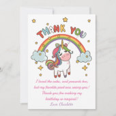 Einhorngeburtstag, magisches Einhorn-Party Dankeskarte (Vorderseite)