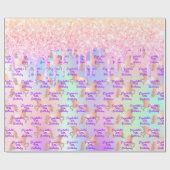 Einhorngeburtstag rosa holografisch geschenkpapier (Flach)