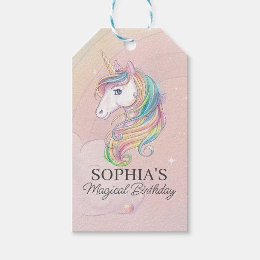 Einhorngeburtstagsdekor Geschenkanhänger (Vorderseite)