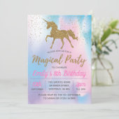 Einhorngeburtstagsfeier Einladung (Stehend Vorderseite)