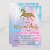 Einhorngeburtstagsfeier Einladung (Vorne/Hinten)