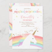 Einhorngeburtstagsfeier Einladung Regenbogen moder (Vorne/Hinten)