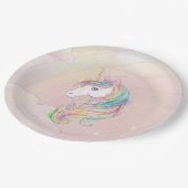 Einhorngeburtstagsfeier Regenbogendekor Party Pappteller (Schrägansicht)