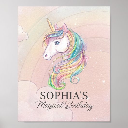 Einhorngeburtstagsfeier Regenbogenzeichen Party Poster (Vorne)