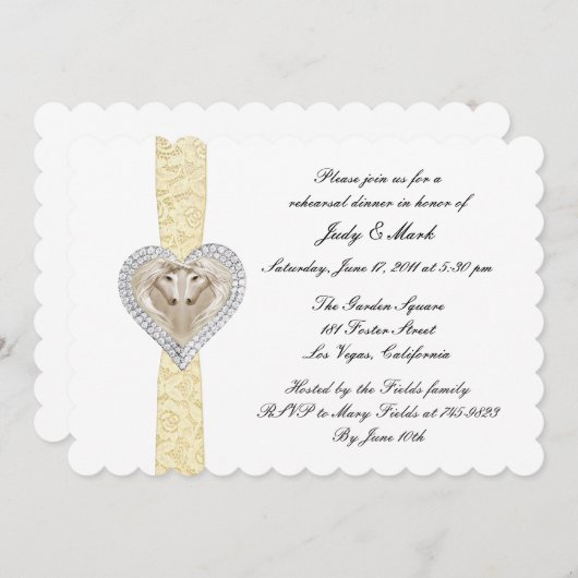 Einhorngelbe Spitzen Probe Abendessen Einladung (Vorne/Hinten)