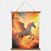 Einhorngelbes, mit Holz bedecktes Wandband, ein Pa Wandteppich Mit Holzrahmen (Vorderseite)