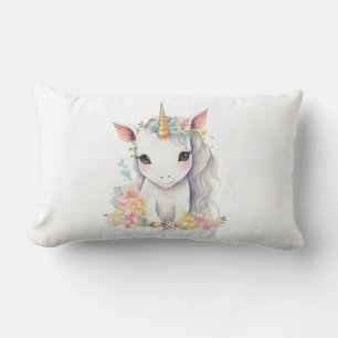 Einhorngeschenk für Girls Aquarell Lendenkissen