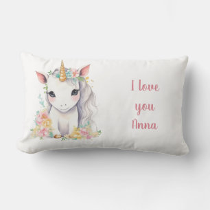 Einhorngeschenk für Girls Aquarell Lendenkissen