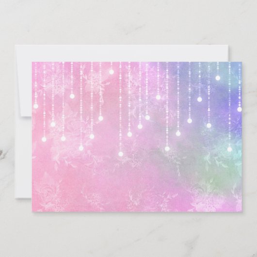 Einhorngesicht & Aquarellfarben Blume Foto Geburts Einladung (Rückseite)