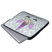 Einhorngesicht, Blumenkrone, Silberner Glitzer Bok Laptopschutzhülle (Vorne Knopf)