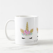 Einhorngesicht mit Augenbrauen Glitzer floral Kaffeetasse (Links)