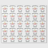 Einhorngesicht mit Eyelasenbezeichnung Personalisi Geschenkpapier (Flach)