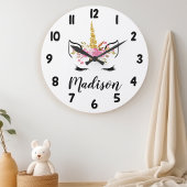 Einhorngesicht mit Eyelasenbezeichnung Personalisi Große Wanduhr