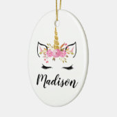 Einhorngesicht mit Eyelasenbezeichnung Personalisi Keramik Ornament (Links)