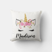 Einhorngesicht mit Eyelasenbezeichnung Personalisi Kissen (Vorderseite)
