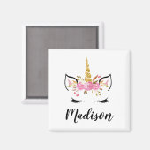 Einhorngesicht mit Eyelasenbezeichnung Personalisi Magnet (Vorderseite/Rückseite)