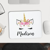 Einhorngesicht mit Eyelasenbezeichnung Personalisi Mousepad
