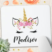 Einhorngesicht mit Eyelasenbezeichnung Personalisi Mousepad