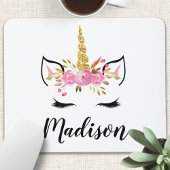 Einhorngesicht mit Eyelasenbezeichnung Personalisi Mousepad