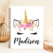 Einhorngesicht mit Eyelasenbezeichnung Personalisi Notizblock