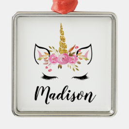 Einhorngesicht mit Eyelasenbezeichnung Personalisi Ornament Aus Metall