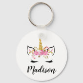 Einhorngesicht mit Eyelasenbezeichnung Personalisi Schlüsselanhänger (Vorderseite)