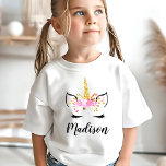 Einhorngesicht mit Eyelasenbezeichnung Personalisi T-Shirt<br><div class="desc">Einhorngesicht mit Eyelash Personalisiert Name T - Shirt Geschenk.</div>