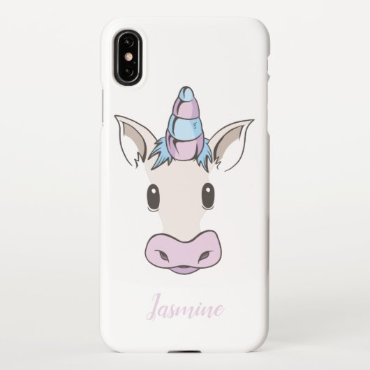 Einhorngesicht mit Ihrem Namen iPhone Hülle (Rückseite)