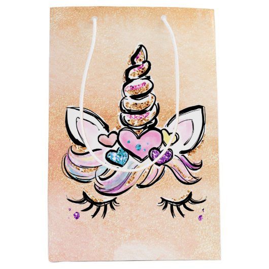 Einhorngesicht Mittlere Geschenktüte (Vorderseite)