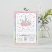Einhorngesicht Rainbow Pearl Baby Shower Einladung (Stehend Vorderseite)