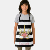 Einhorngesicht, Schwarz, Weiße Streifen Personalis Schürze (Insitu)